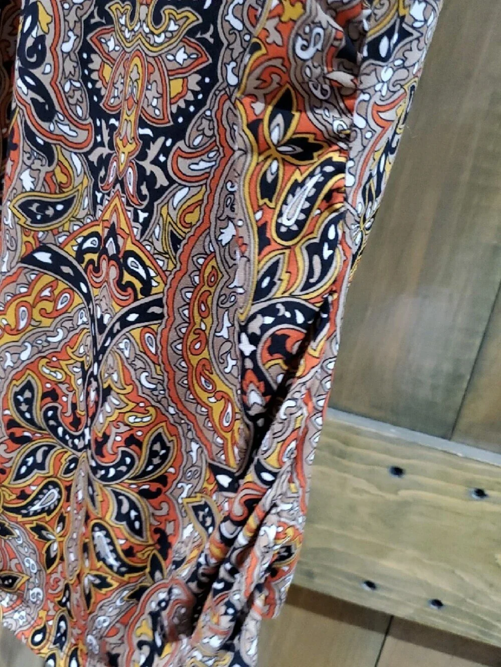 Michael Kors Sleeveless Paisley Mock Neck Top in Orange, Black and Cream